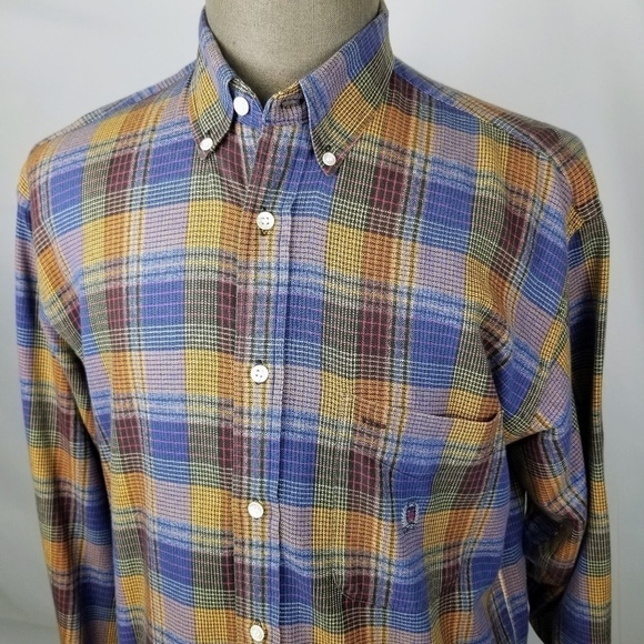 SIEGFRIED- Mens Medium Plaid Long Sleeve Button Down Shirt- 34” Length - Picture 1 of 8
